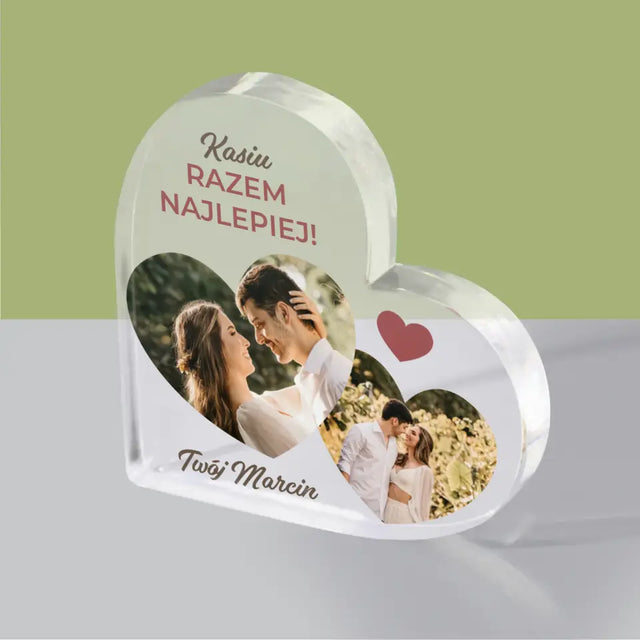 Fotokolaż: Razem Najlepiej - Blok Akrylowy Serce