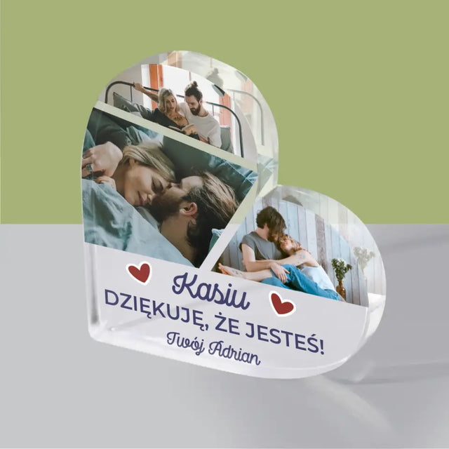 Fotokolaż: Dziękuję, Że Jesteś - Blok Akrylowy Serce
