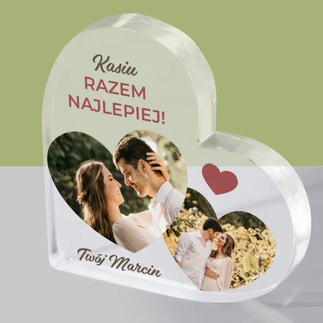 Fotokolaż: Razem Najlepiej - Blok Akrylowy Serce