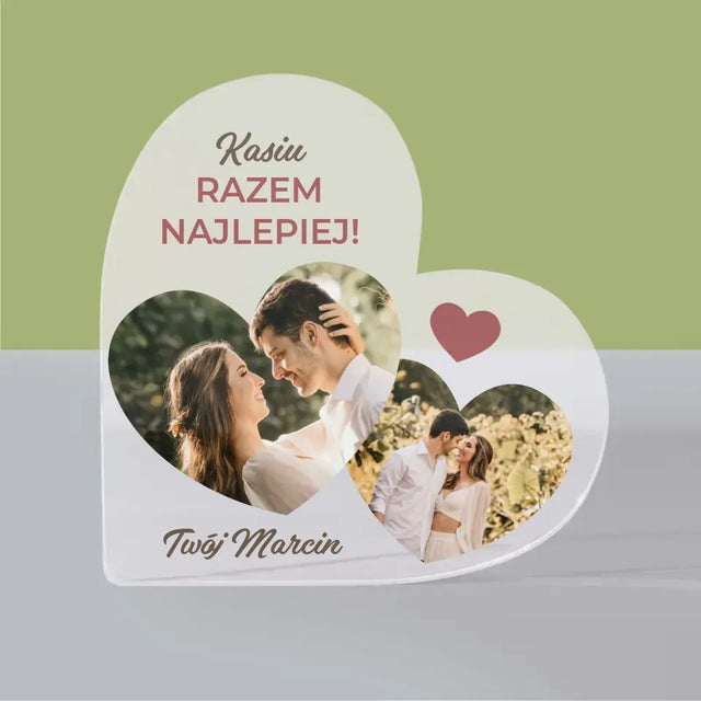Fotokolaż: Razem Najlepiej - Blok Akrylowy Serce
