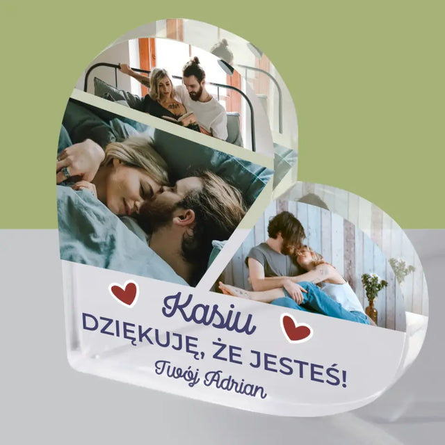 Fotokolaż: Dziękuję, Że Jesteś - Blok Akrylowy Serce