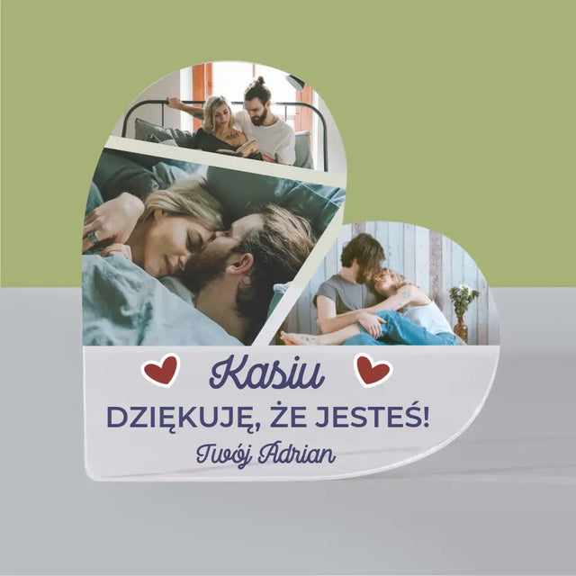 Fotokolaż: Dziękuję, Że Jesteś - Blok Akrylowy Serce