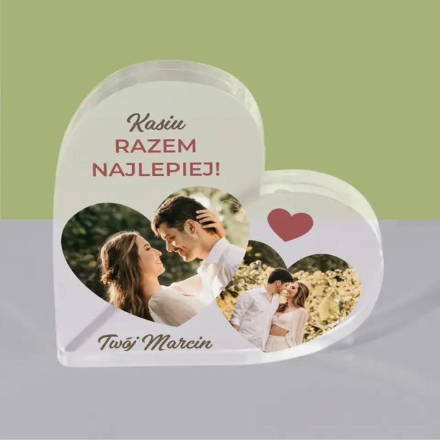 Fotokolaż: Razem Najlepiej - Blok Akrylowy Serce