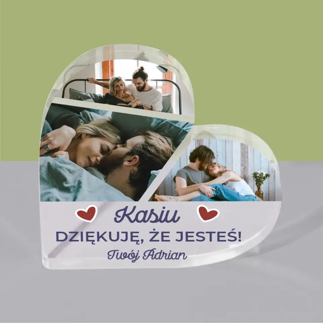 Fotokolaż: Dziękuję, Że Jesteś - Blok Akrylowy Serce
