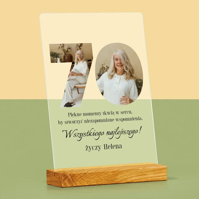 Słowo Ze Zdjęć: 70 Urodziny - Wydruk Na Szkle Akrylowym