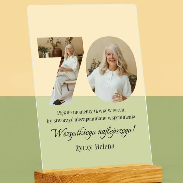 Słowo Ze Zdjęć: 70 Urodziny - Wydruk Na Szkle Akrylowym