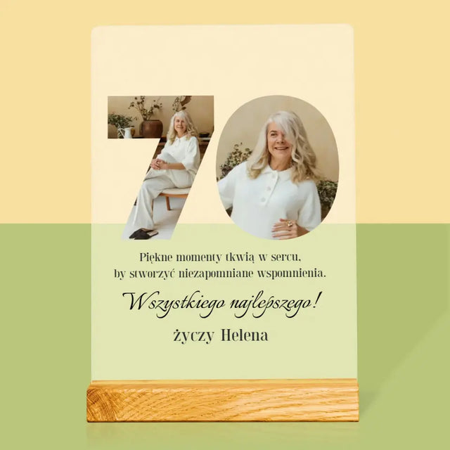 Słowo Ze Zdjęć: 70 Urodziny - Wydruk Na Szkle Akrylowym