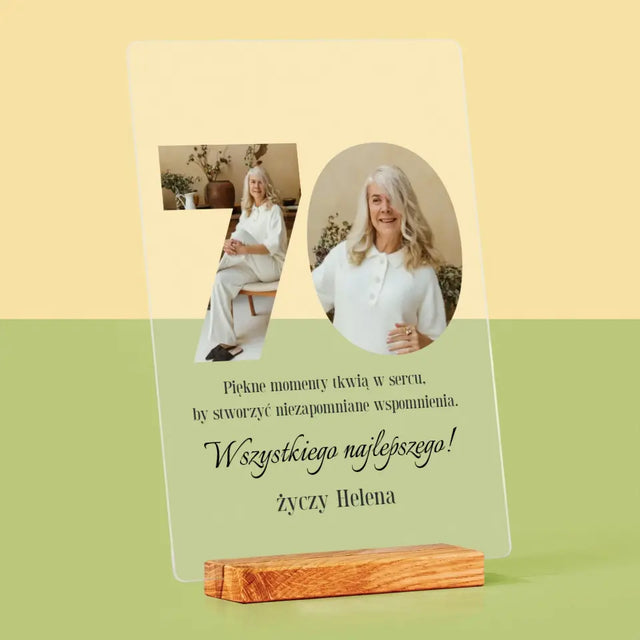 Słowo Ze Zdjęć: 70 Urodziny - Wydruk Na Szkle Akrylowym