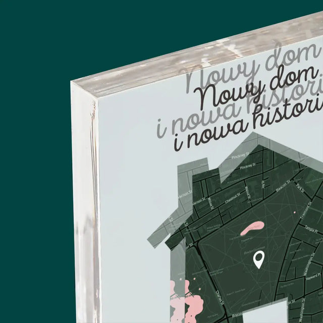 Mapa Miasta: Nowy Dom - Blok Akrylowy z Nadrukiem
