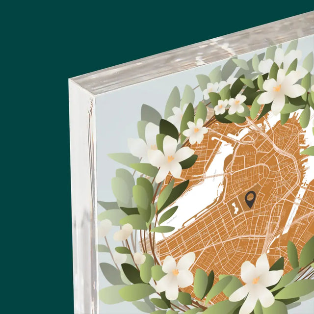 Mapa Miasta: Początek Wspólnej Drogi - Blok Akrylowy z Nadrukiem