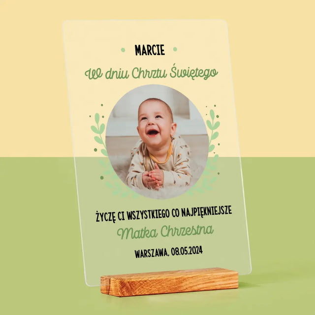 Zdjęcie i Podpis: z Okazji Chrztu Świętego - Wydruk Na Szkle Akrylowym