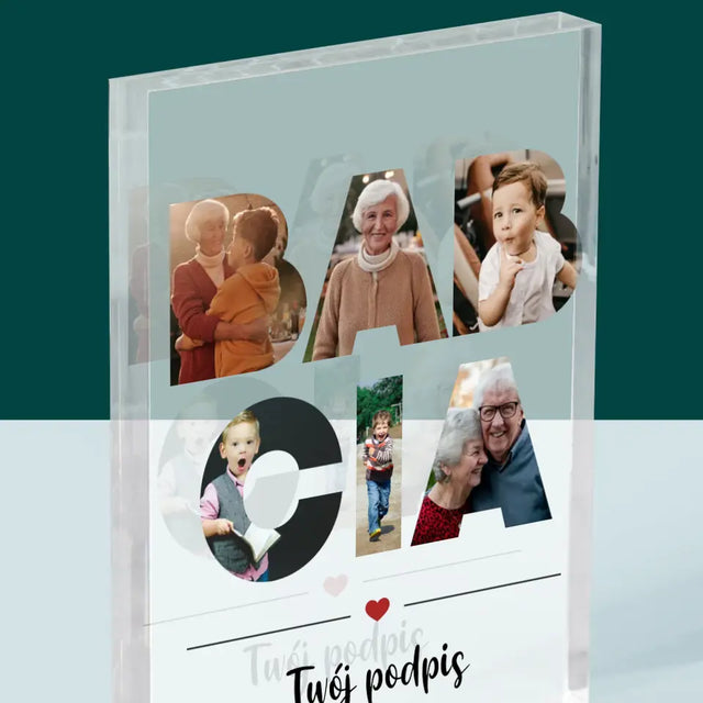 Słowo Ze Zdjęć: Babcia - Blok Akrylowy z Nadrukiem