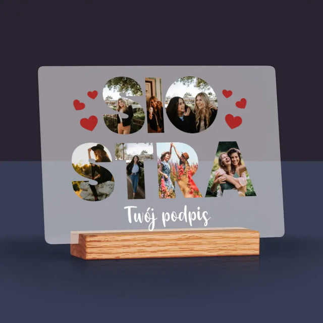 Słowo Ze Zdjęć: Siostra - Wydruk Na Szkle Akrylowym