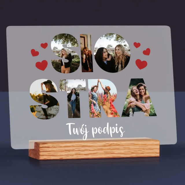 Słowo Ze Zdjęć: Siostra - Wydruk Na Szkle Akrylowym