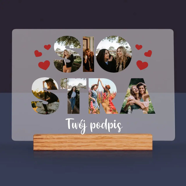 Słowo Ze Zdjęć: Siostra - Wydruk Na Szkle Akrylowym