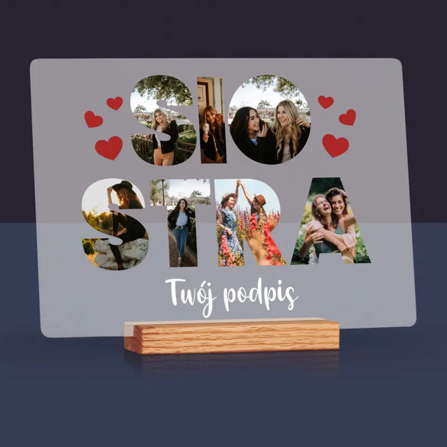 Słowo Ze Zdjęć: Siostra - Wydruk Na Szkle Akrylowym