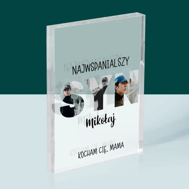 Słowo Ze Zdjęć: Syn - Blok Akrylowy z Nadrukiem