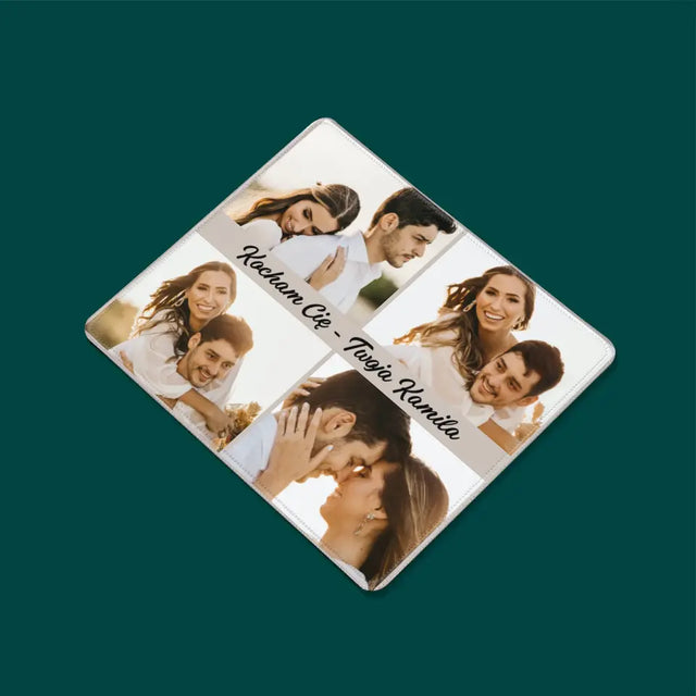 Fotokolaż: 4 Zdjęcia i Podpis - Podkładka Pod Myszkę