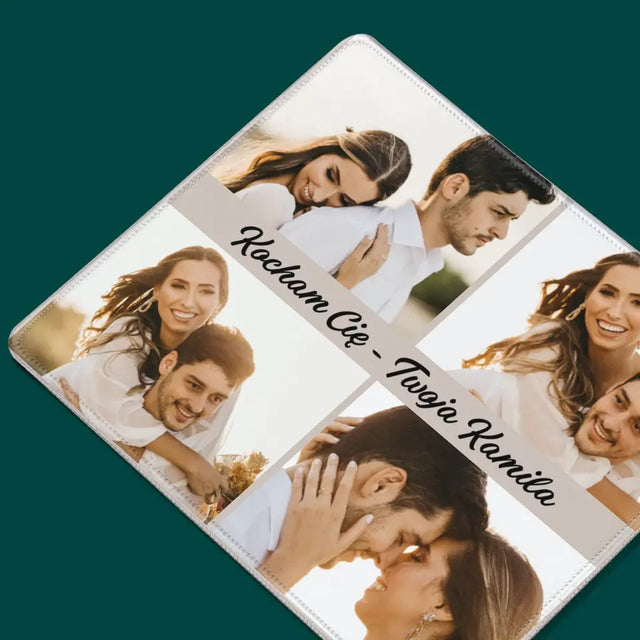 Fotokolaż: 4 Zdjęcia i Podpis - Podkładka Pod Myszkę