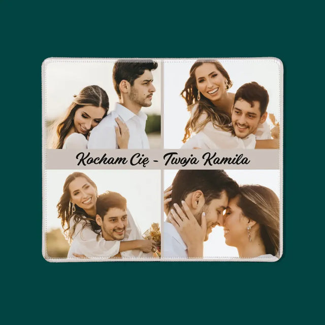 Fotokolaż: 4 Zdjęcia i Podpis - Podkładka Pod Myszkę