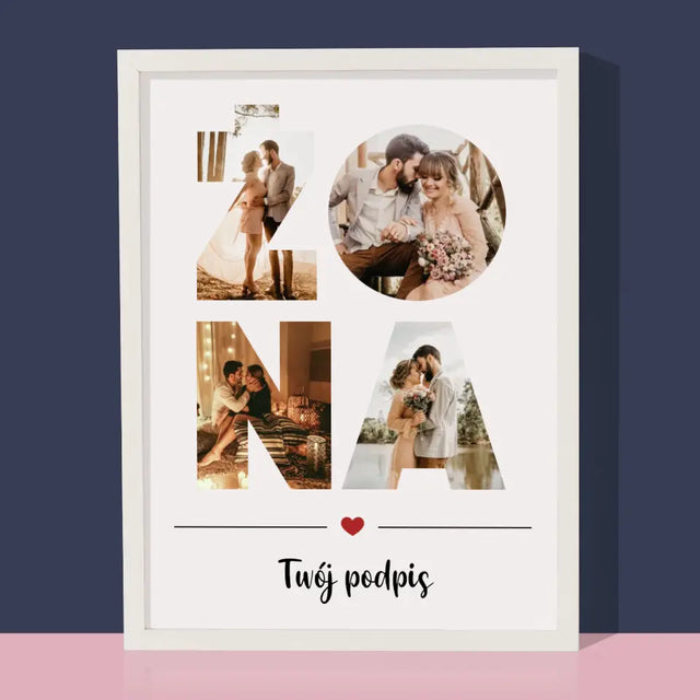 Słowo Ze Zdjęć: Żona - Wydruk Obramowany