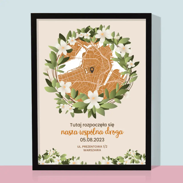 Mapa Miasta: Początek Wspólnej Drogi - Wydruk Obramowany