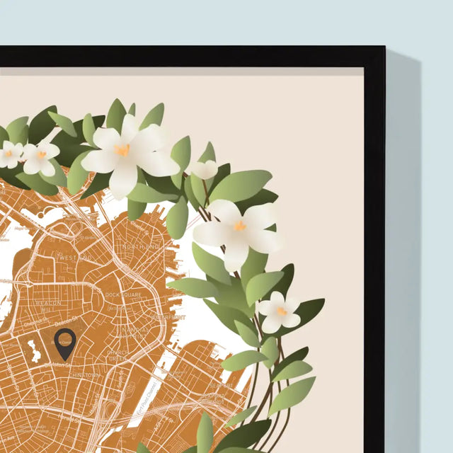 Mapa Miasta: Początek Wspólnej Drogi - Wydruk Obramowany