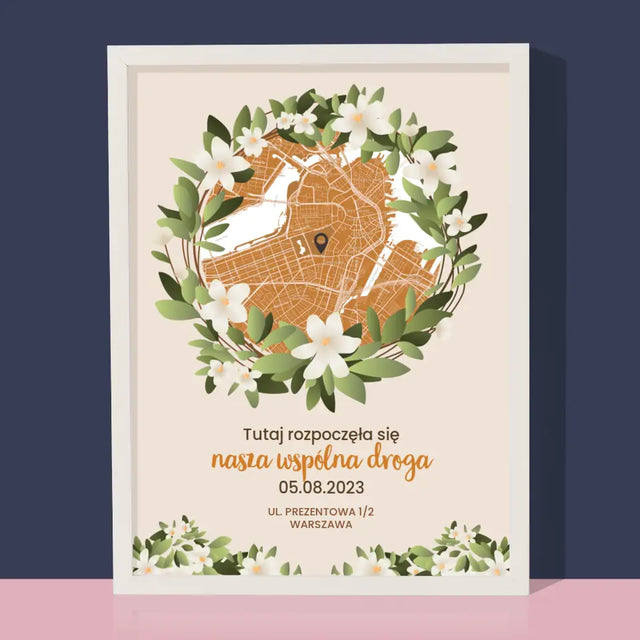 Mapa Miasta: Początek Wspólnej Drogi - Wydruk Obramowany