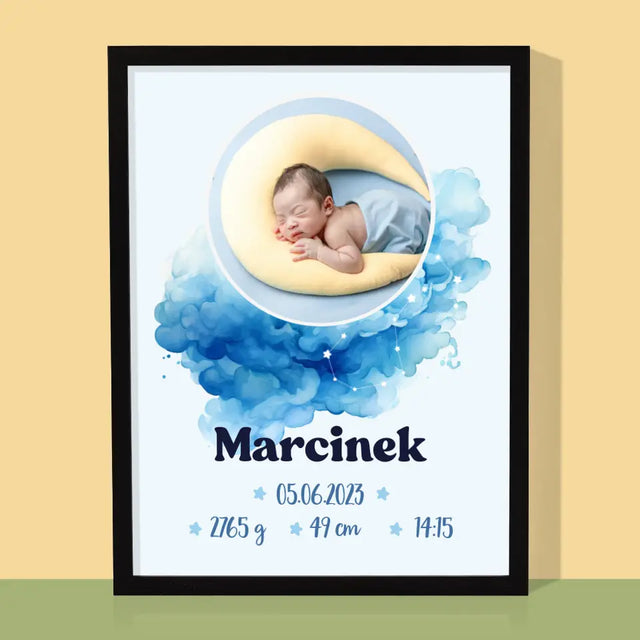 Metryczka Dziecka: Znak Zodiaku Chłopiec - Wydruk Obramowany