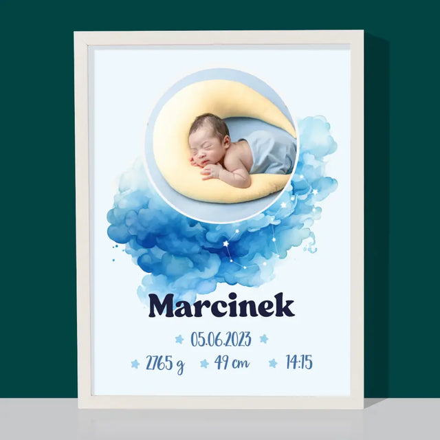 Metryczka Dziecka: Znak Zodiaku Chłopiec - Wydruk Obramowany