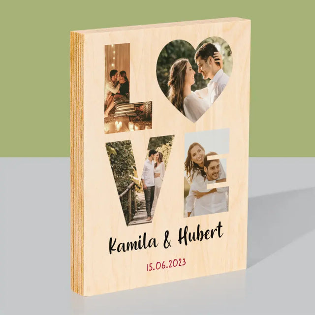 Słowo Ze Zdjęć: Love - Wydruk Na Drewnie