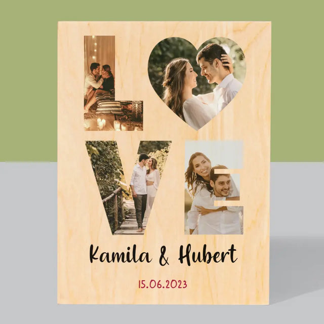 Słowo Ze Zdjęć: Love - Wydruk Na Drewnie