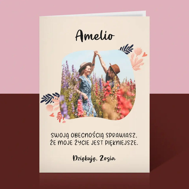 Zdjęcie i Podpis: Dziękuję Dla Przyjaciółki - Kartka z Życzeniami