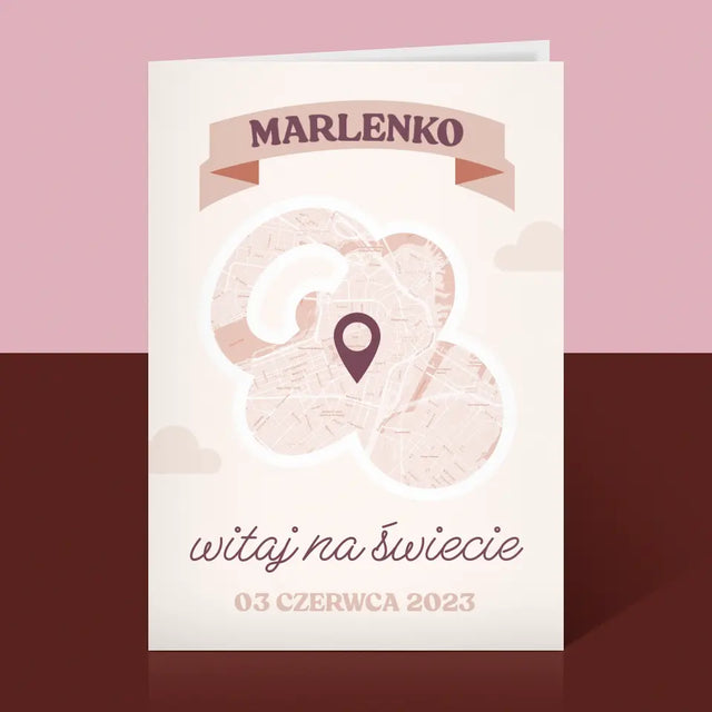 Mapa Miasta: Witaj Na Świecie - Kartka z Życzeniami