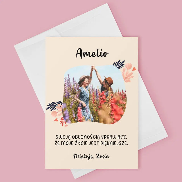 Zdjęcie i Podpis: Dziękuję Dla Przyjaciółki - Kartka z Życzeniami