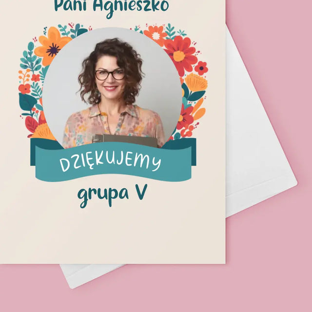 Zdjęcie i Podpis: Podziękowania Dla Przedszkolanki - Kartka z Życzeniami