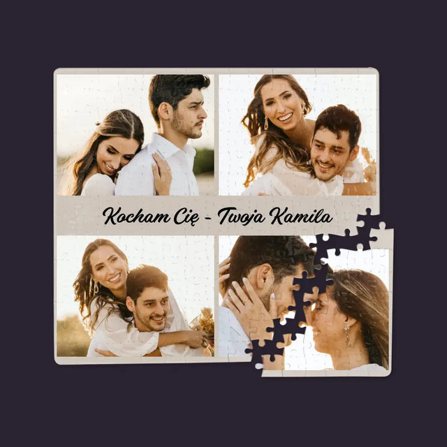 Fotokolaż: 4 Zdjęcia i Podpis - Personalizowane Puzzle