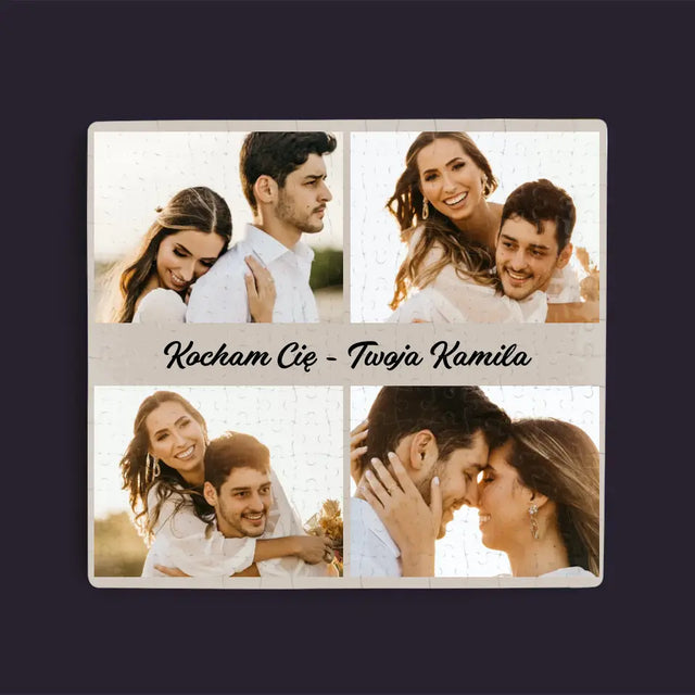 Fotokolaż: 4 Zdjęcia i Podpis - Personalizowane Puzzle