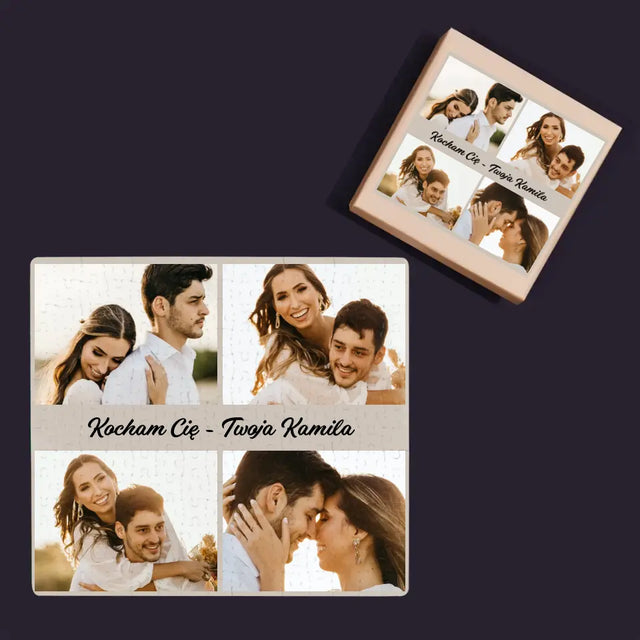 Fotokolaż: 4 Zdjęcia i Podpis - Personalizowane Puzzle