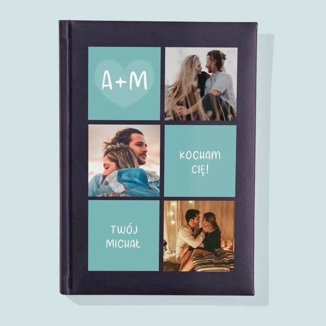 Fotokolaż: Kocham Cię Inicjały - Notes Książkowy z Nadrukiem