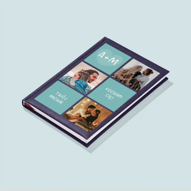 Fotokolaż: Kocham Cię Inicjały - Notes Książkowy z Nadrukiem