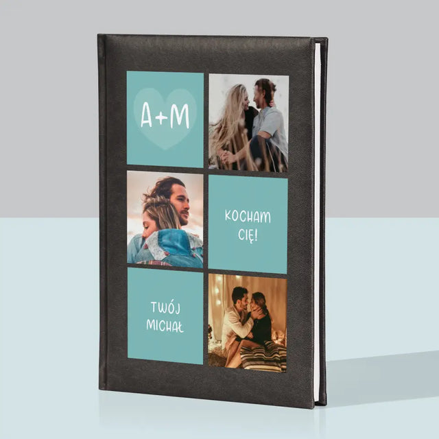 Fotokolaż: Kocham Cię Inicjały - Notes Książkowy z Nadrukiem