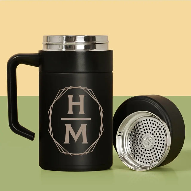 Monogram: Inicjały w Ramce - Kubek Termiczny z Grawerem