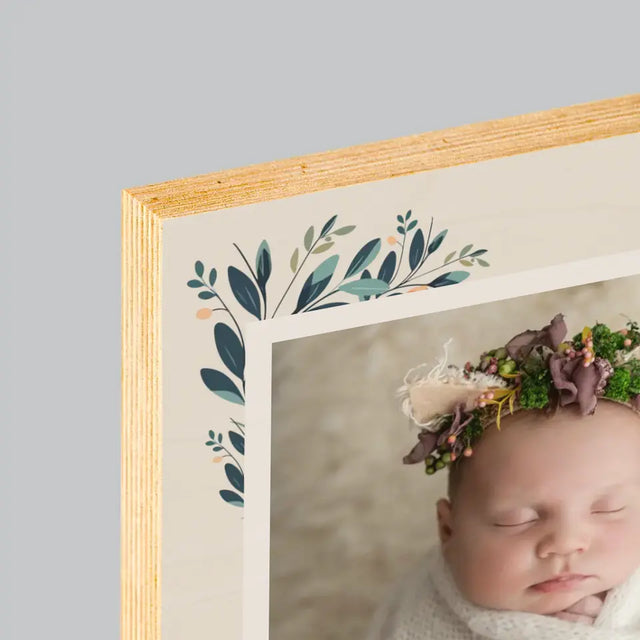 Metryczka Dziecka: Kwiaty - Wydruk Na Drewnie