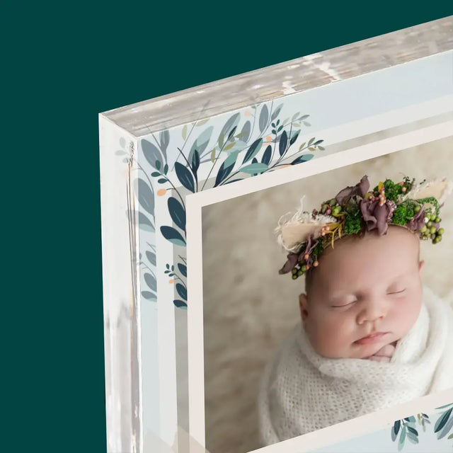 Metryczka Dziecka: Kwiaty - Blok Akrylowy z Nadrukiem