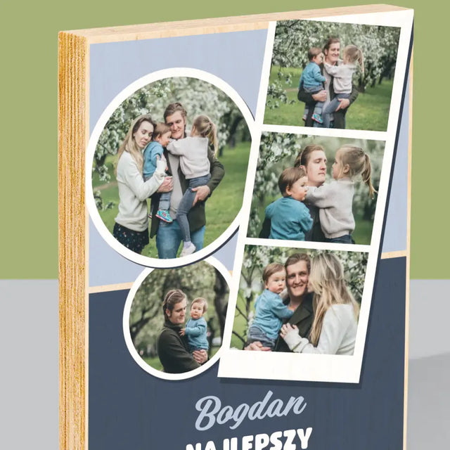 Fotokolaż: Najlepszy Tata Na Świecie - Wydruk Na Drewnie