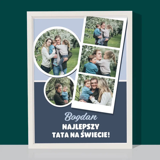 Fotokolaż: Najlepszy Tata Na Świecie - Wydruk Obramowany