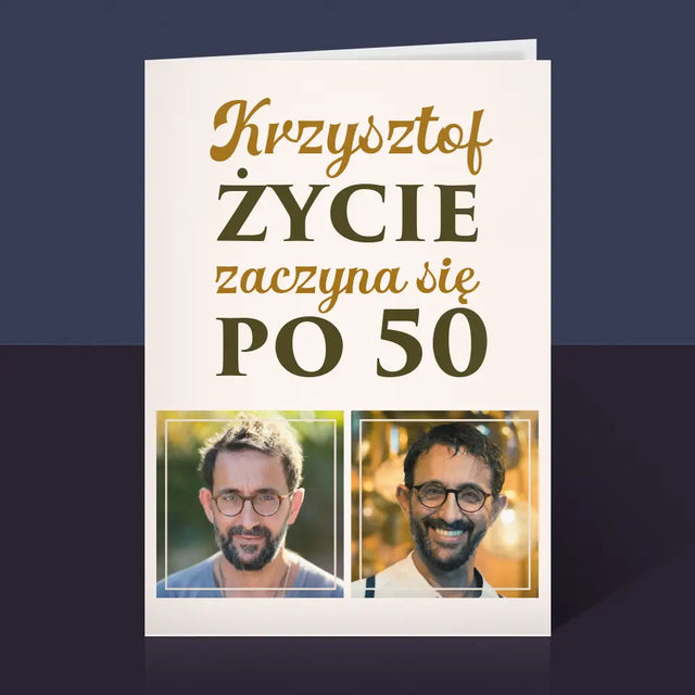 Fotokolaż: Życie Zaczyna Się Po 50 - Kartka z Życzeniami