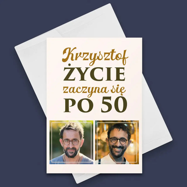 Fotokolaż: Życie Zaczyna Się Po 50 - Kartka z Życzeniami