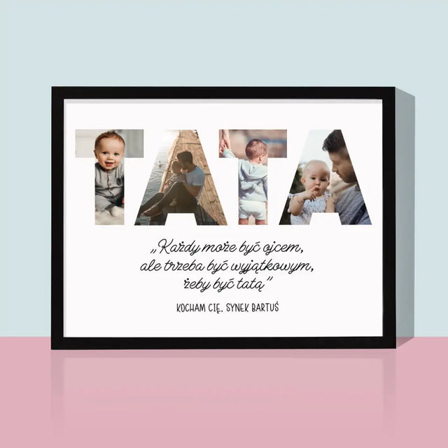 Słowo Ze Zdjęć: Mój Wyjątkowy Tata - Wydruk Obramowany 30x40